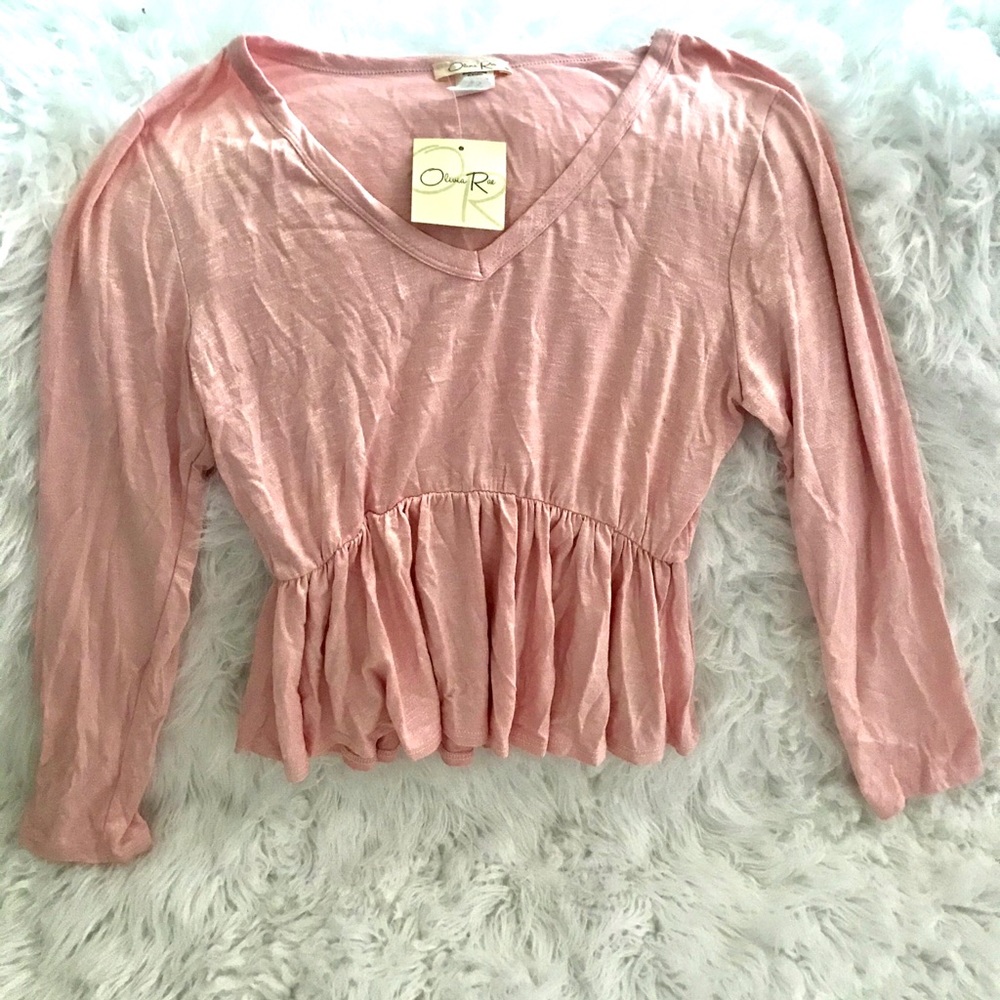 💎 Pink V-neck long sleeve top